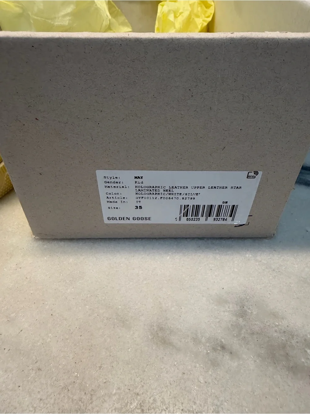 Golden Goose May Kids Holographic Silver & White Low-Top Sneakers size 35